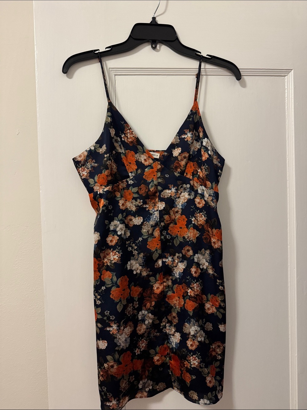 Cotton Candy Navy Floral Slip Dress with Orange & Cream Blooms